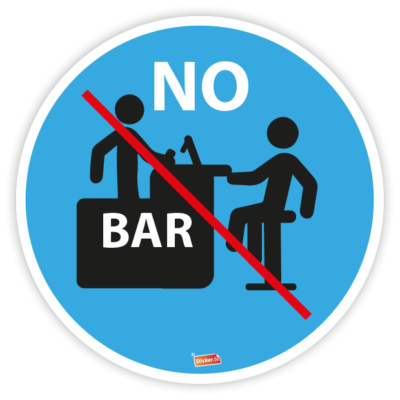 Horeca sticker "niet aan de bar staan" (21cm)