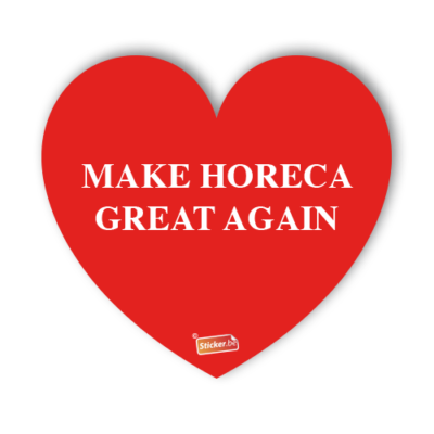 Horeca sticker Hart "Make Horeca great again" (14 x 15cm)
