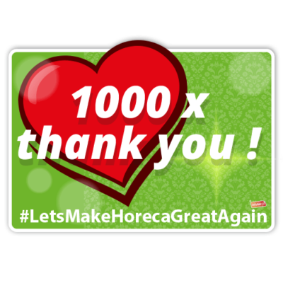 Horeca sticker "1000x Thank You" groen (A3)