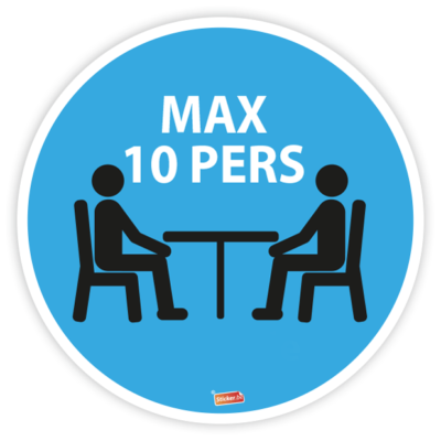 Horeca sticker "Max 10 pers" (21cm)
