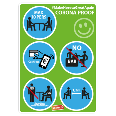 Horeca sticker Corona Proof versie 10pers. (A3)