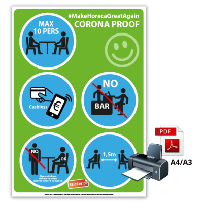 download "Horeca Corona Proof poster." versie 10pers. (A4/A3)