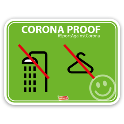 Corona sticker kleedkamer en douche