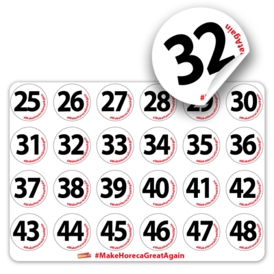 Horeca stickers Tafelcijfers 25 t/m 48. (A3)